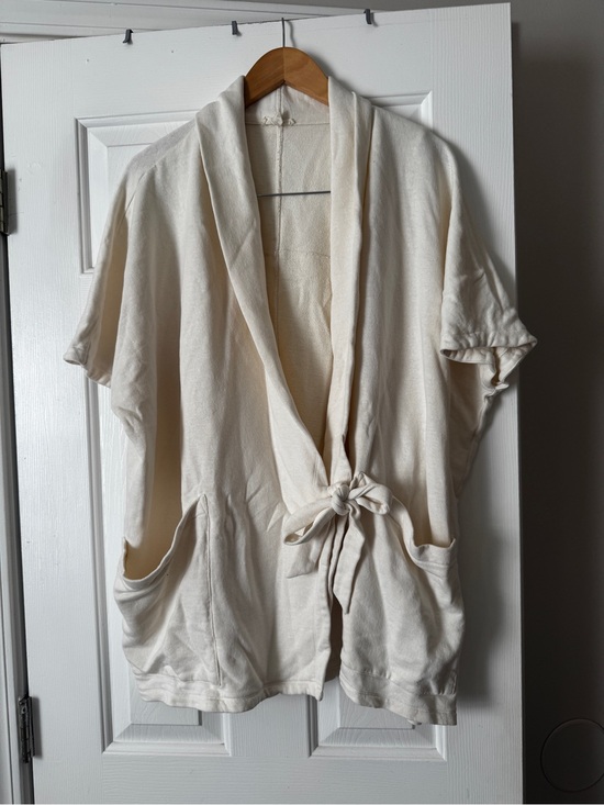 Eileen Fisher Sweaters - Eileen Fisher Organic Cotton Blend Kimono Wrap Jacket Ecru L/XL